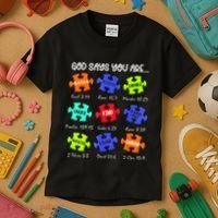 God Says I Am Autism Awareness Retro Be Kind Kids T-Shirt thumb 3