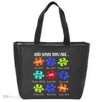 God Says I Am Autism Awareness Retro Be Kind Tote Bag thumb 0