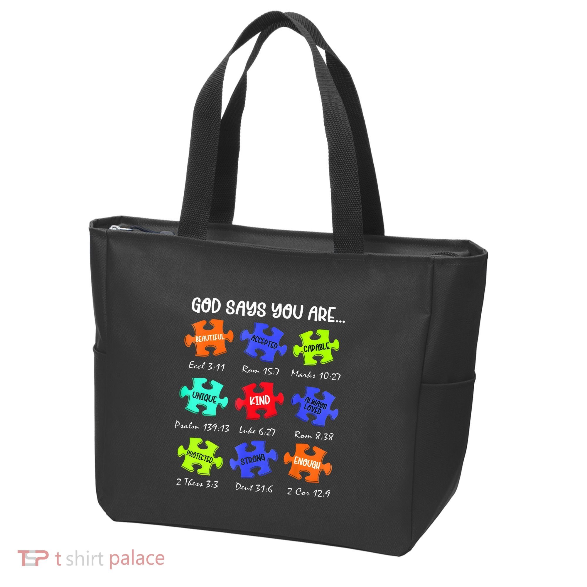 God Says I Am Autism Awareness Retro Be Kind Tote Bag