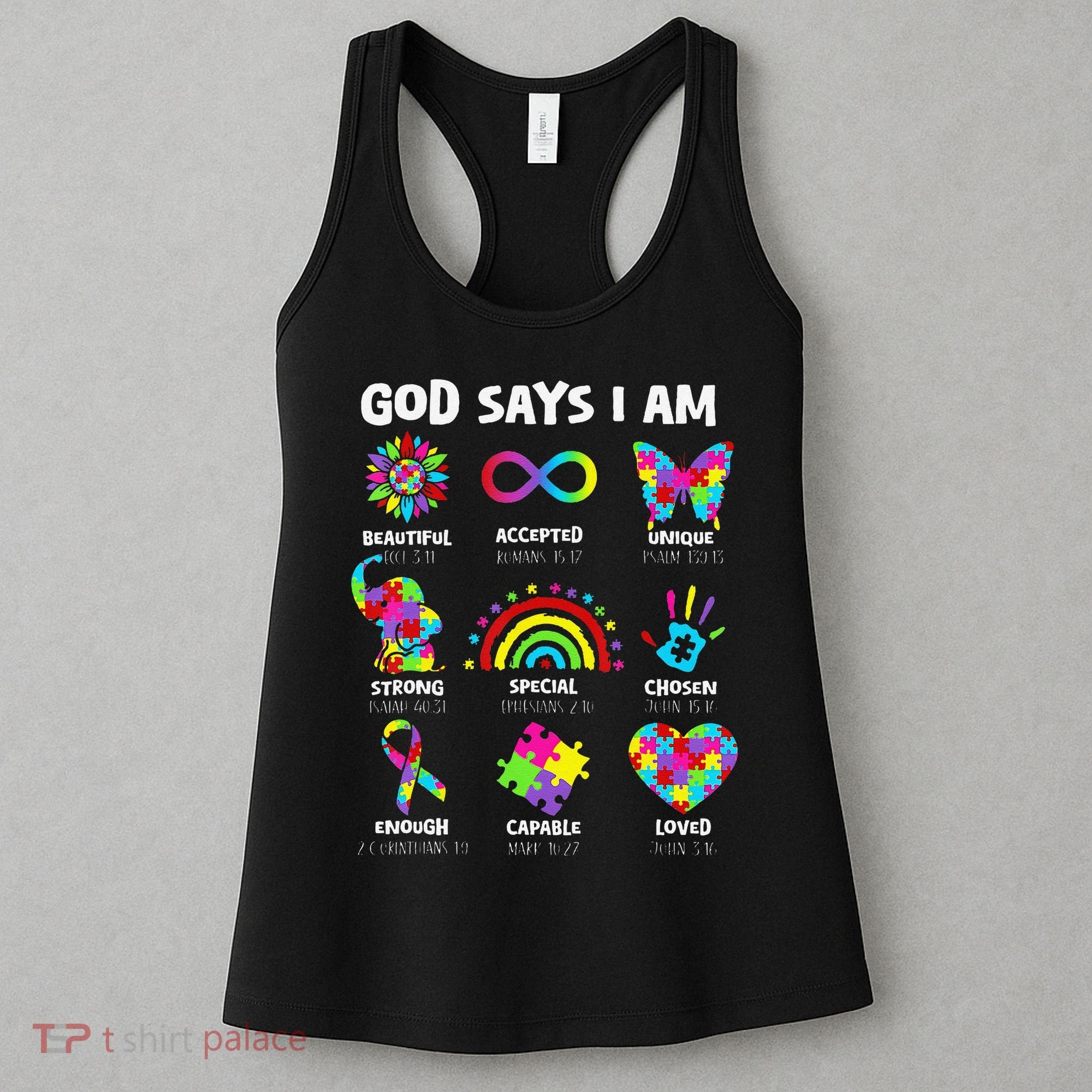 God Says I Am Autism Christian Girl Autism Awareness Women's Tank Top