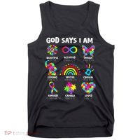 God Says I Am Autism Christian Girl Autism Awareness Tank Top thumb 0