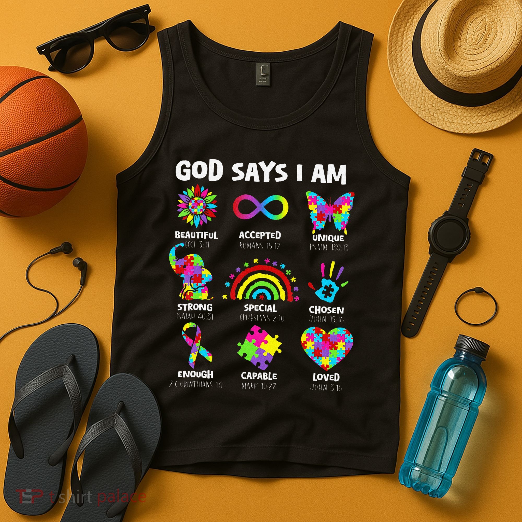 God Says I Am Autism Christian Girl Autism Awareness Tank Top