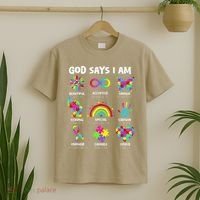 God Says I Am Autism Christian Girl Autism Awareness T-Shirt thumb 2