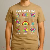 God Says I Am Autism Christian Girl Autism Awareness T-Shirt thumb 3