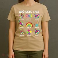 God Says I Am Autism Christian Girl Autism Awareness T-Shirt thumb 4