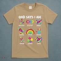 God Says I Am Autism Christian Girl Autism Awareness T-Shirt thumb 5