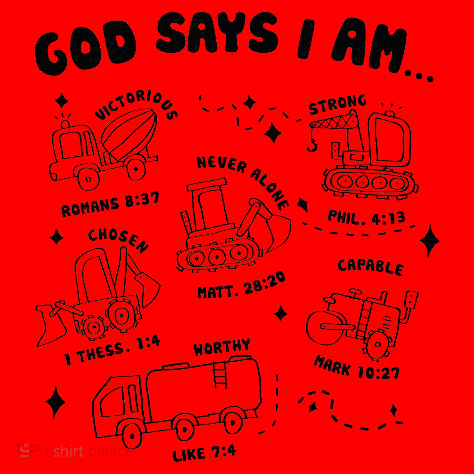 God Says I Am Truck Construction Christian Bible Verse Santa Hat