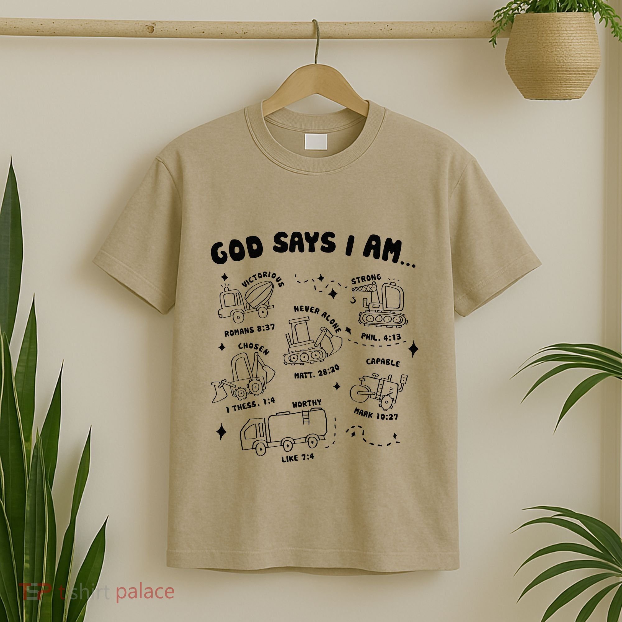 God Says I Am Truck Construction Christian Bible Verse T-Shirt