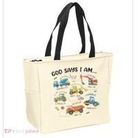 God Says I Am Construction Bible Verse Truck Tote Bag thumb 2