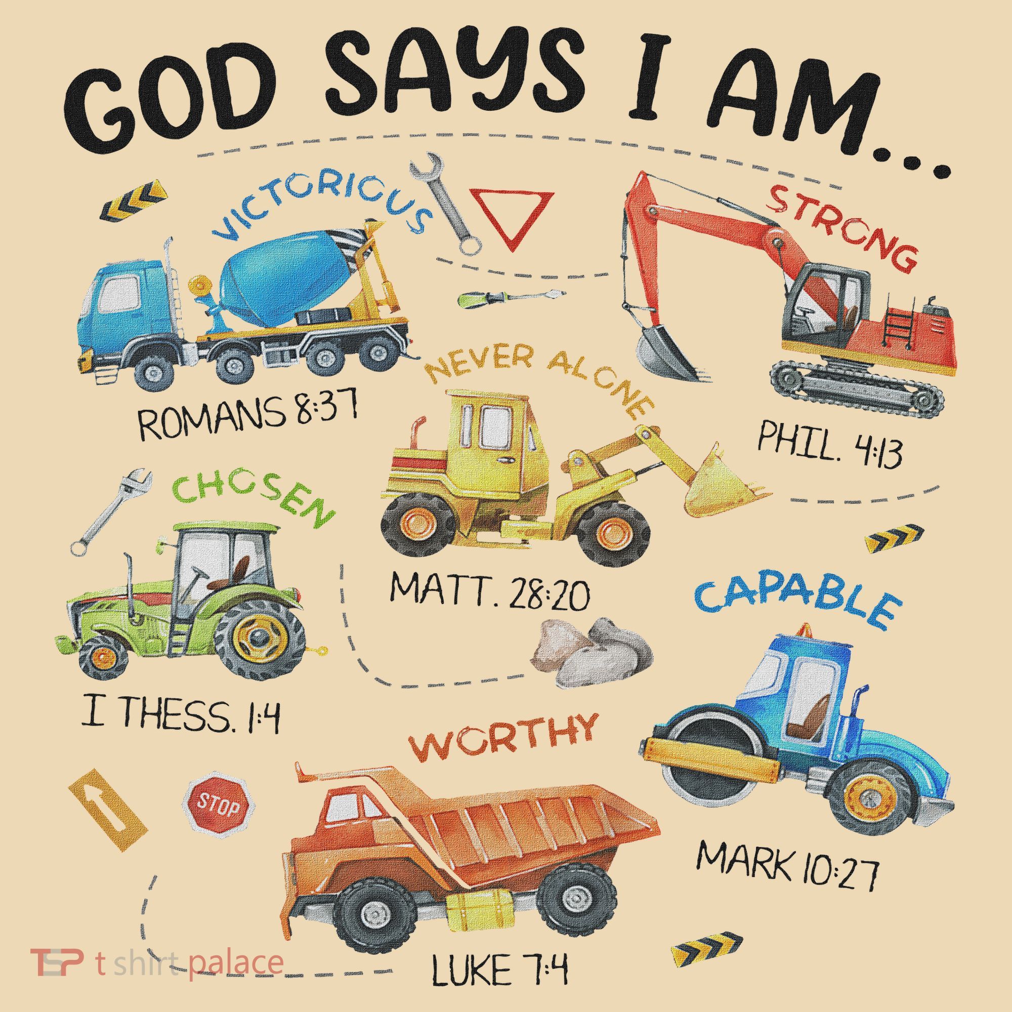 God Says I Am Construction Bible Verse Truck Tote Bag