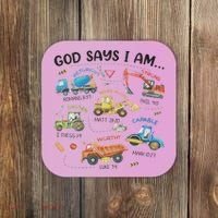 God Says I Am Construction Bible Verse Truck Coaster thumb 0