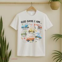 God Says I Am Construction Bible Verse Truck T-Shirt thumb 2