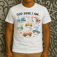 God Says I Am Construction Bible Verse Truck T-Shirt thumb 3