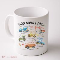 God Says I Am Construction Bible Verse Truck Coffee Mug thumb 0