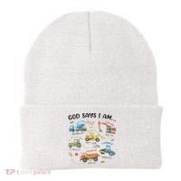God Says I Am Construction Bible Verse Truck Beanie thumb 0