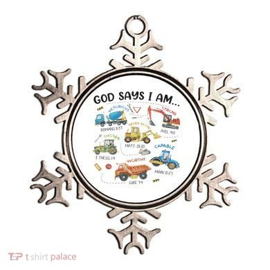 God Says I Am Construction Bible Verse Truck Ornament