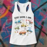 God Says I Am Construction Bible Verse Truck Women's Tank Top thumb 3