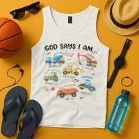 God Says I Am Construction Bible Verse Truck Tank Top thumb 4