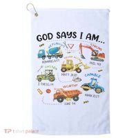 God Says I Am Construction Bible Verse Truck Golf Towel thumb 0