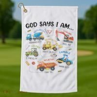 God Says I Am Construction Bible Verse Truck Golf Towel thumb 1