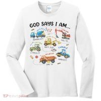 God Says I Am Construction Bible Verse Truck Women's Long Sleeve Shirt thumb 0
