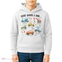 God Says I Am Construction Bible Verse Truck Kids Hoodie thumb 4