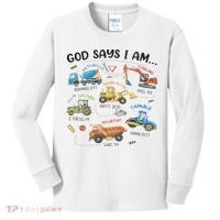 God Says I Am Construction Bible Verse Truck Kids Long Sleeve Shirt thumb 0