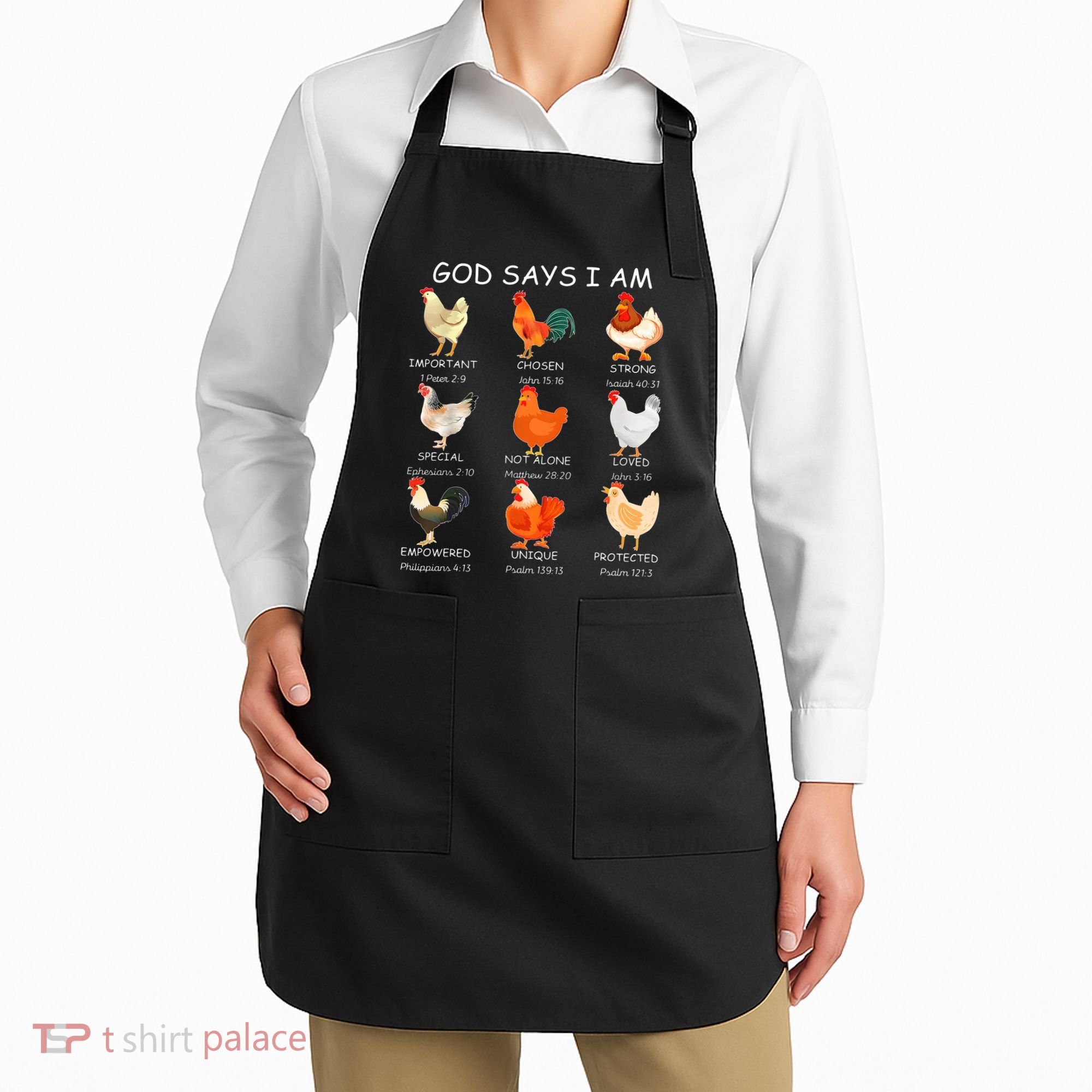 God Says I Am Bible Verse Christian Farm Chickens Religious Apron