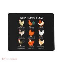 God Says I Am Bible Verse Christian Farm Chickens Religious Mousepad thumb 0