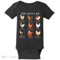 God Says I Am Bible Verse Christian Farm Chickens Religious Baby Bodysuit thumb 0