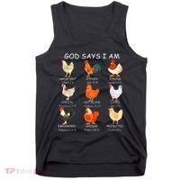 God Says I Am Bible Verse Christian Farm Chickens Religious Tank Top thumb 0