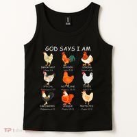 God Says I Am Bible Verse Christian Farm Chickens Religious Tank Top thumb 2
