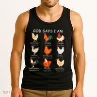 God Says I Am Bible Verse Christian Farm Chickens Religious Tank Top thumb 3