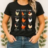 God Says I Am Bible Verse Christian Farm Chickens Religious Women's T-Shirt thumb 2