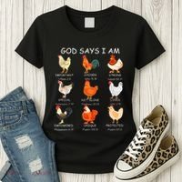 God Says I Am Bible Verse Christian Farm Chickens Religious Women's T-Shirt thumb 3
