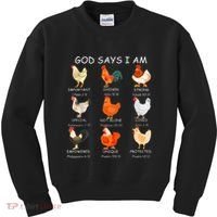 God Says I Am Bible Verse Christian Farm Chickens Religious Kids Sweatshirt thumb 0