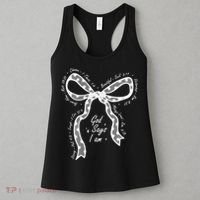 God Says I Am Lace Coquette Bow Christian Bible Verse Jesus Women's Tank Top thumb 3
