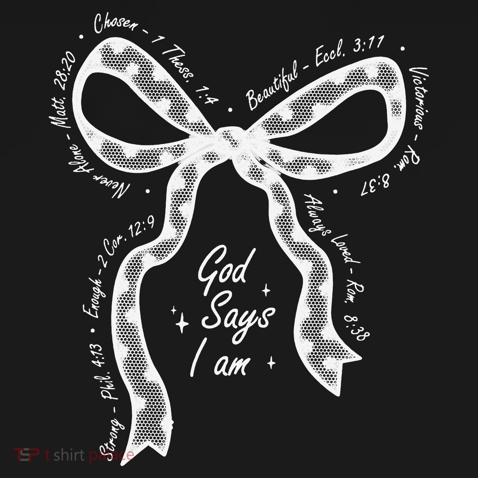 God Says I Am Lace Coquette Bow Christian Bible Verse Jesus Women's Tank Top