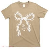 God Says I Am Lace Coquette Bow Christian Bible Verse Jesus T-Shirt thumb 0