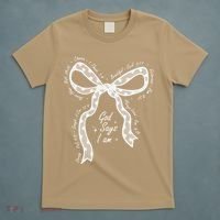 God Says I Am Lace Coquette Bow Christian Bible Verse Jesus T-Shirt thumb 5