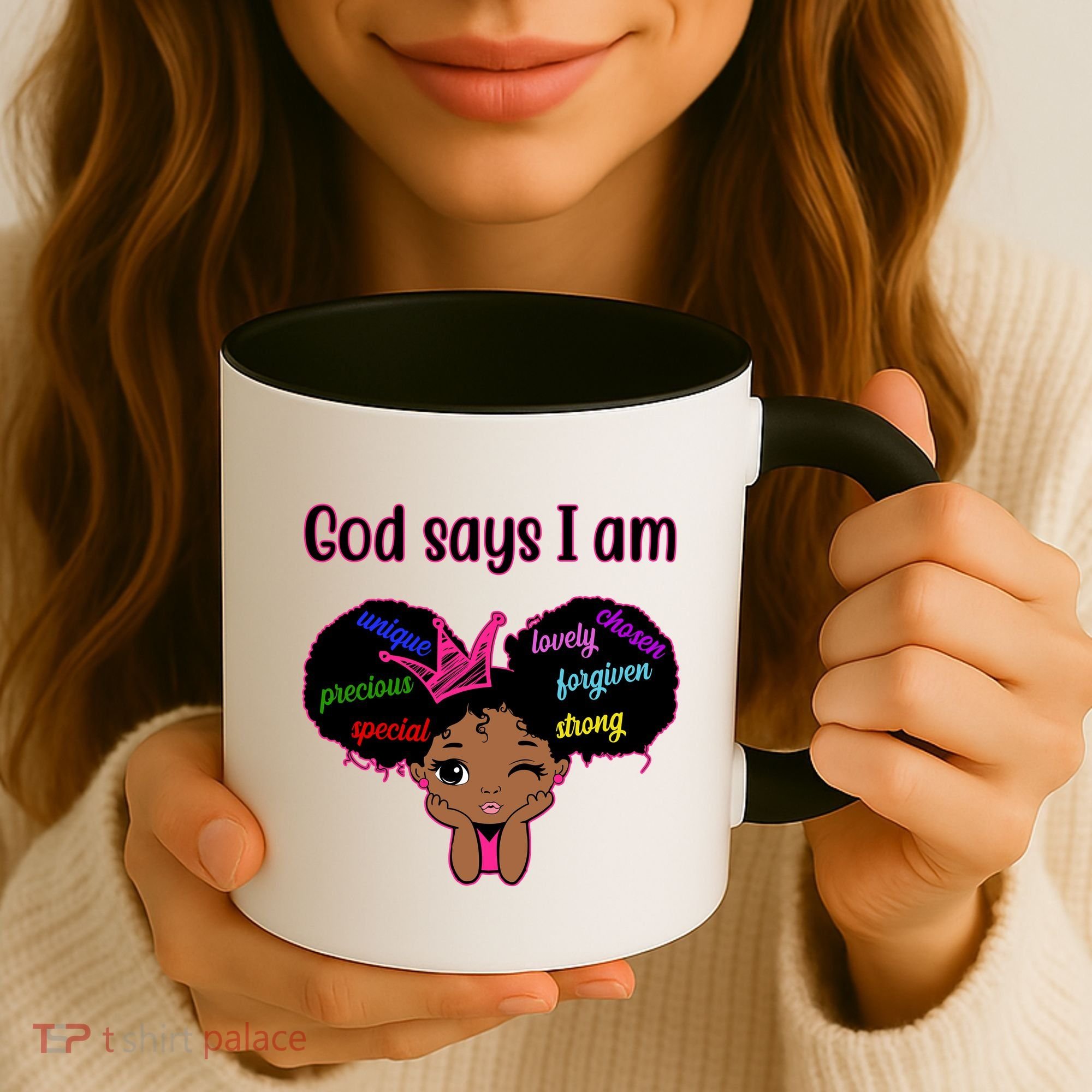 God Say I Am Black Female Coffee Mug