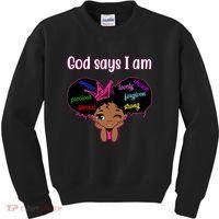 God Say I Am Black Female Kids Sweatshirt thumb 0