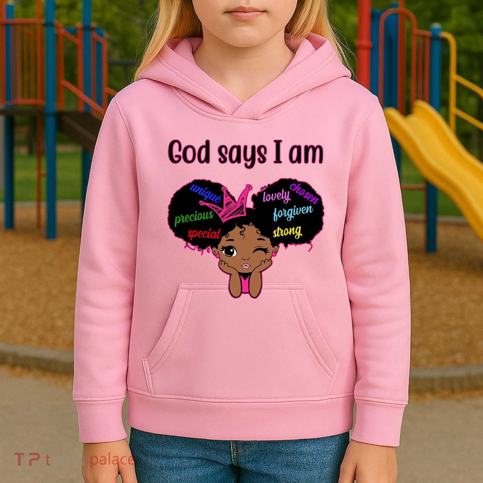 God Say I Am Black Female Kids Hoodie
