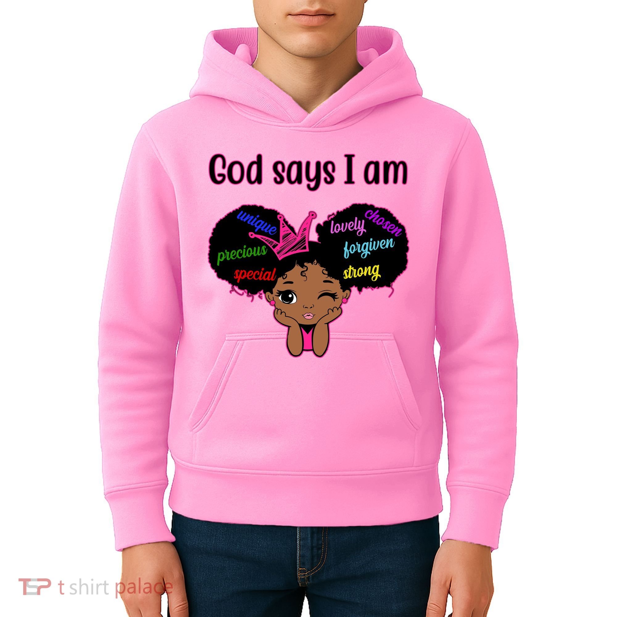 God Say I Am Black Female Kids Hoodie