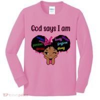 God Say I Am Black Female Kids Long Sleeve Shirt thumb 0