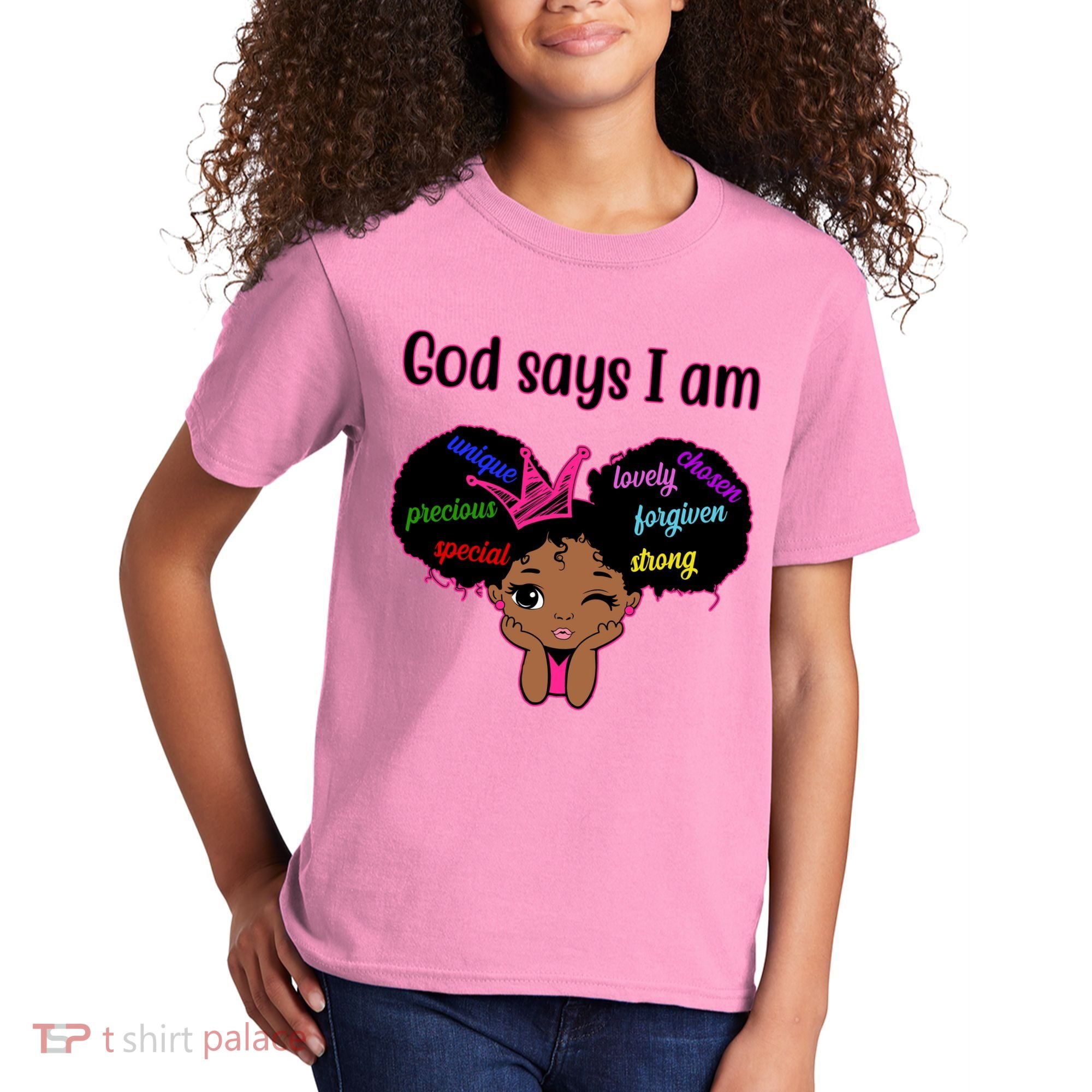 God Say I Am Black Female Kids T-Shirt