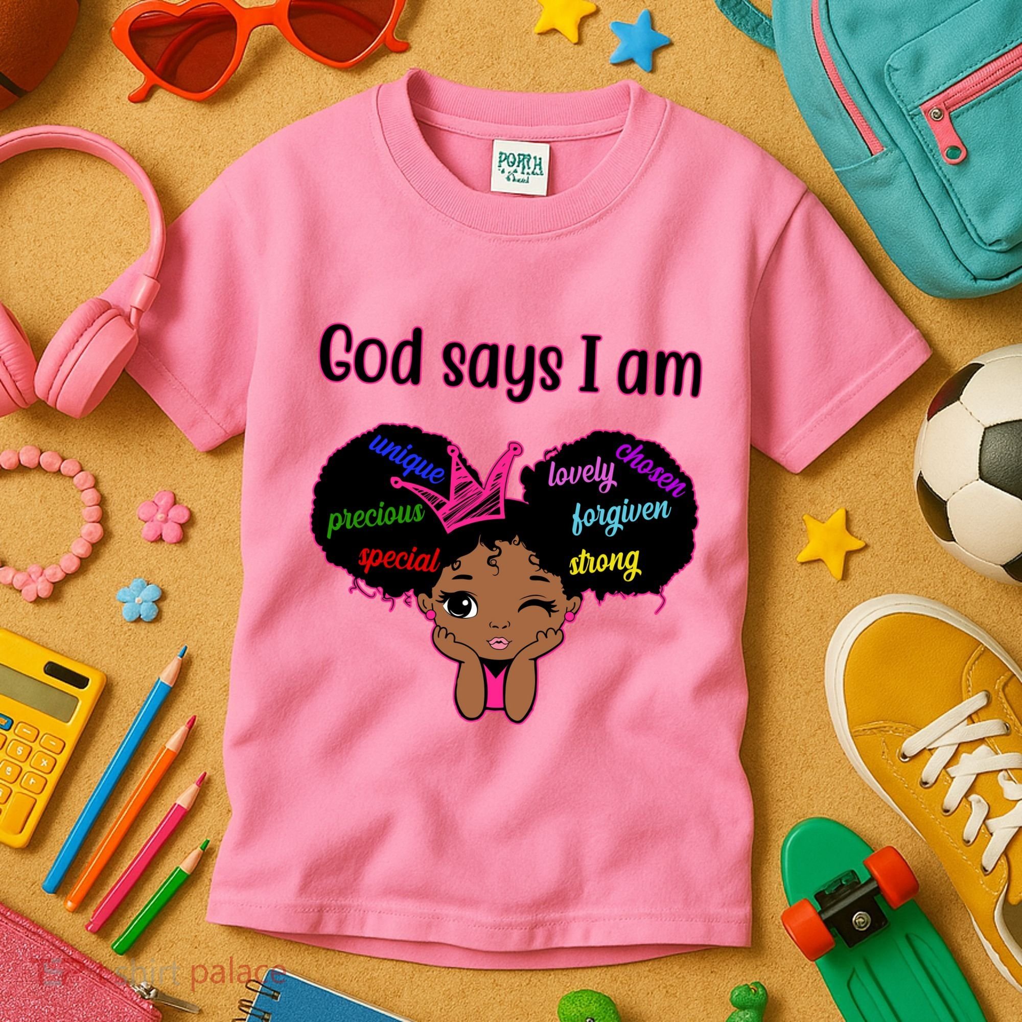 God Say I Am Black Female Kids T-Shirt