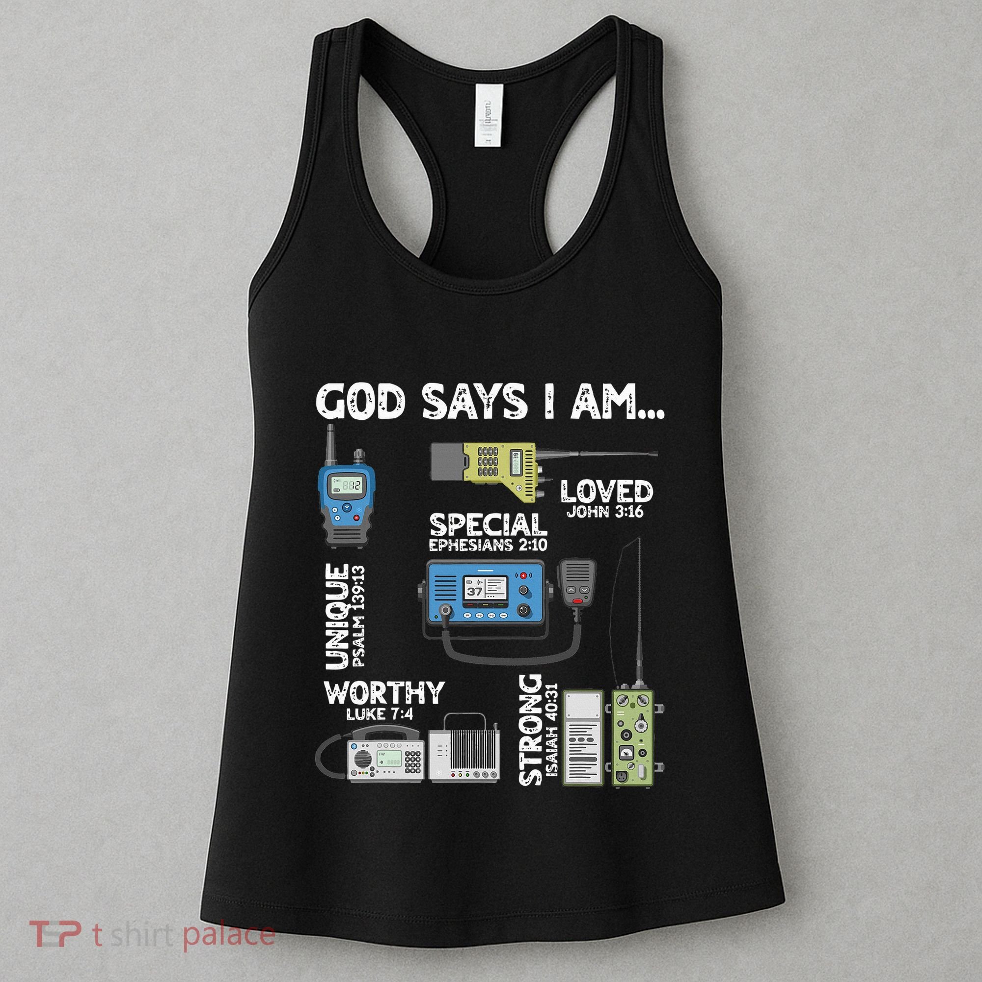 God Says I Am Ham Radio Lover Christian Women's Tank Top