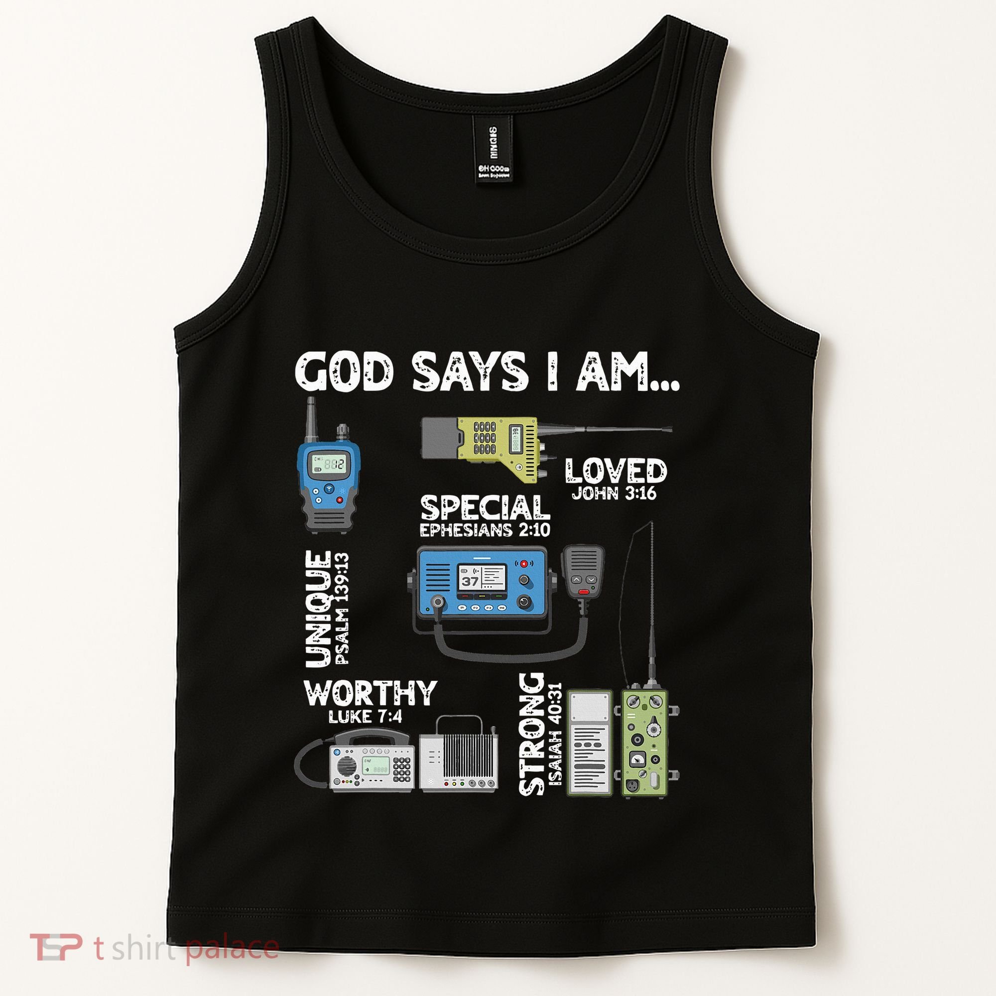God Says I Am Ham Radio Lover Christian Tank Top