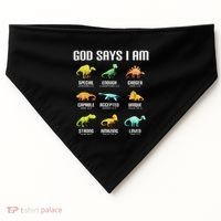God Says I Am Dinosaurs Christian USA-Made Doggie Bandana thumb 0